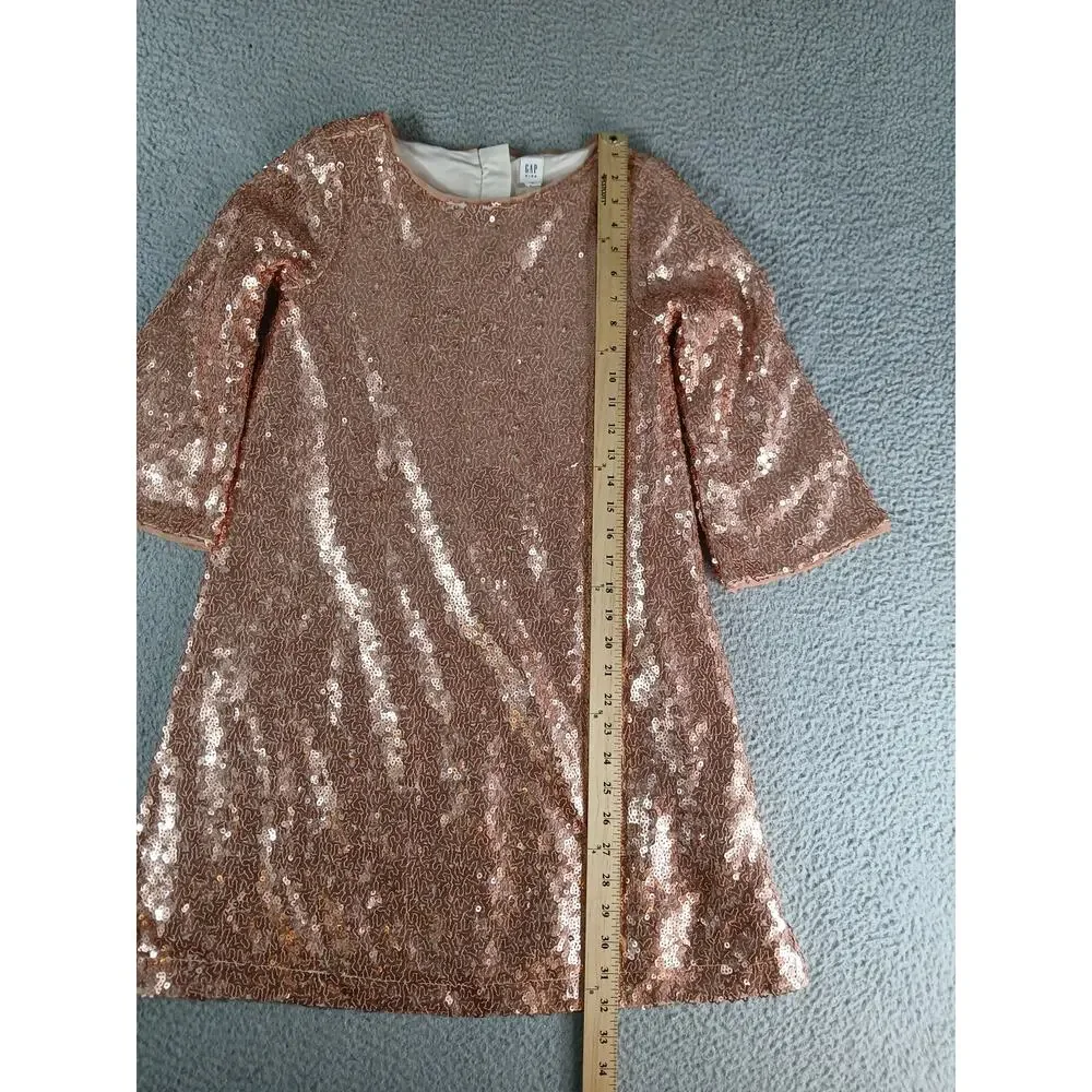 Gap Sequin Dress Girls XL Rose Gold Knee Length Mod Fancy Christmas Sparkle
